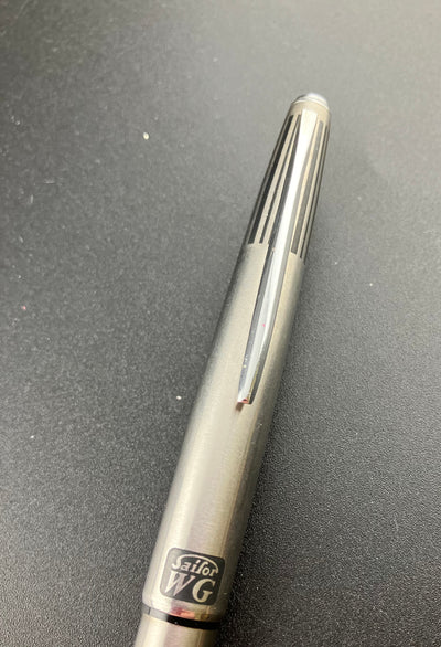 Sailor WG Pocket Fountain Pen 18k White Gold Semi Stripe #4 Medium Nib