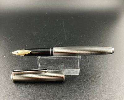 Pilot Custom Fountain Pen Black Stripe 18k White Gold Fine Nib