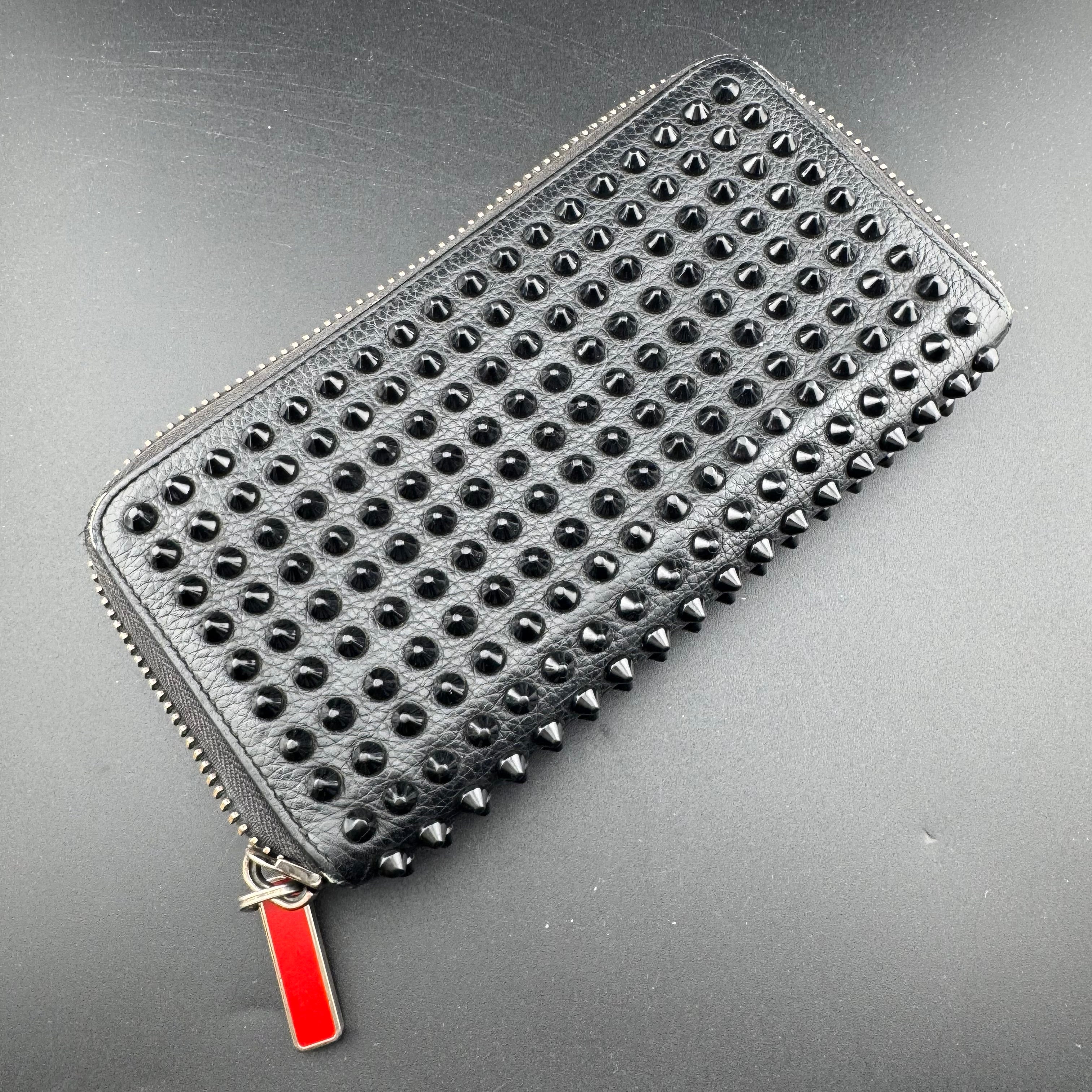 CHRISTIAN LOUBOUTIN Panettone Studded Black Leather Wallet – G.C.