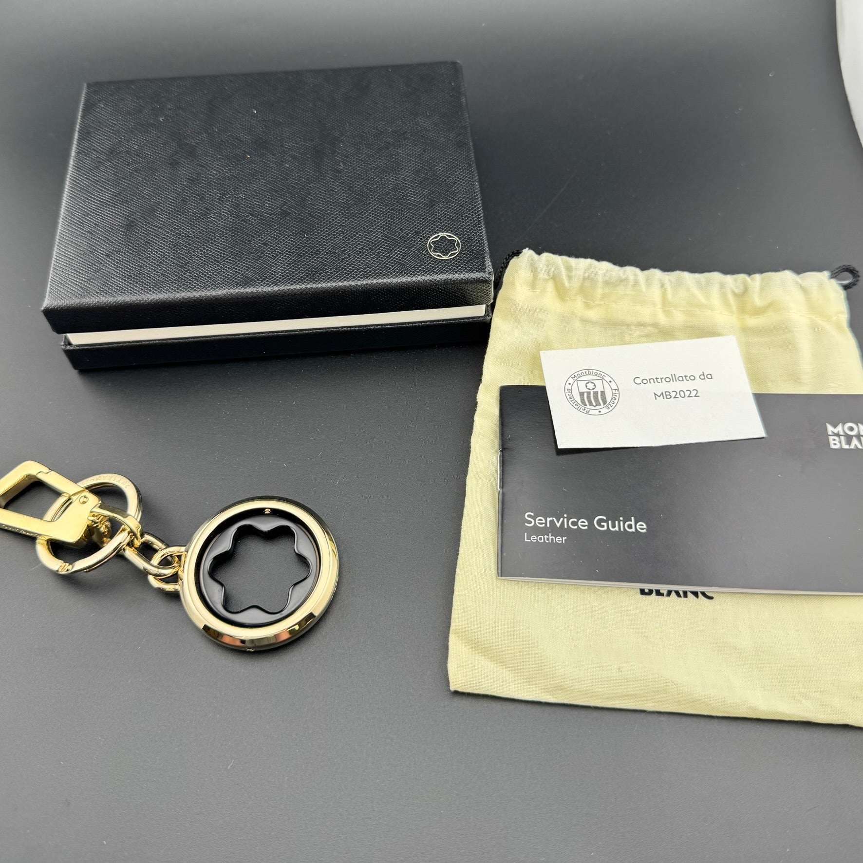Montblanc Meisterstück Spinning Emblem Onyx and Gold Keychain NOS