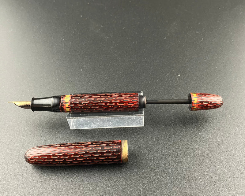 Warranted Kamakura-Bori Eyedropper Fountain Pen 14K Gold Fine Nib