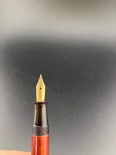 Ban-ei Ideal GK Ebonite Eyedropper Fountain Pen Flex Fine Nib Rolled 14k