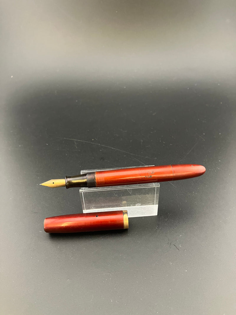 Ban-ei Ideal GK Ebonite Eyedropper Fountain Pen Flex Fine Nib Rolled 14k