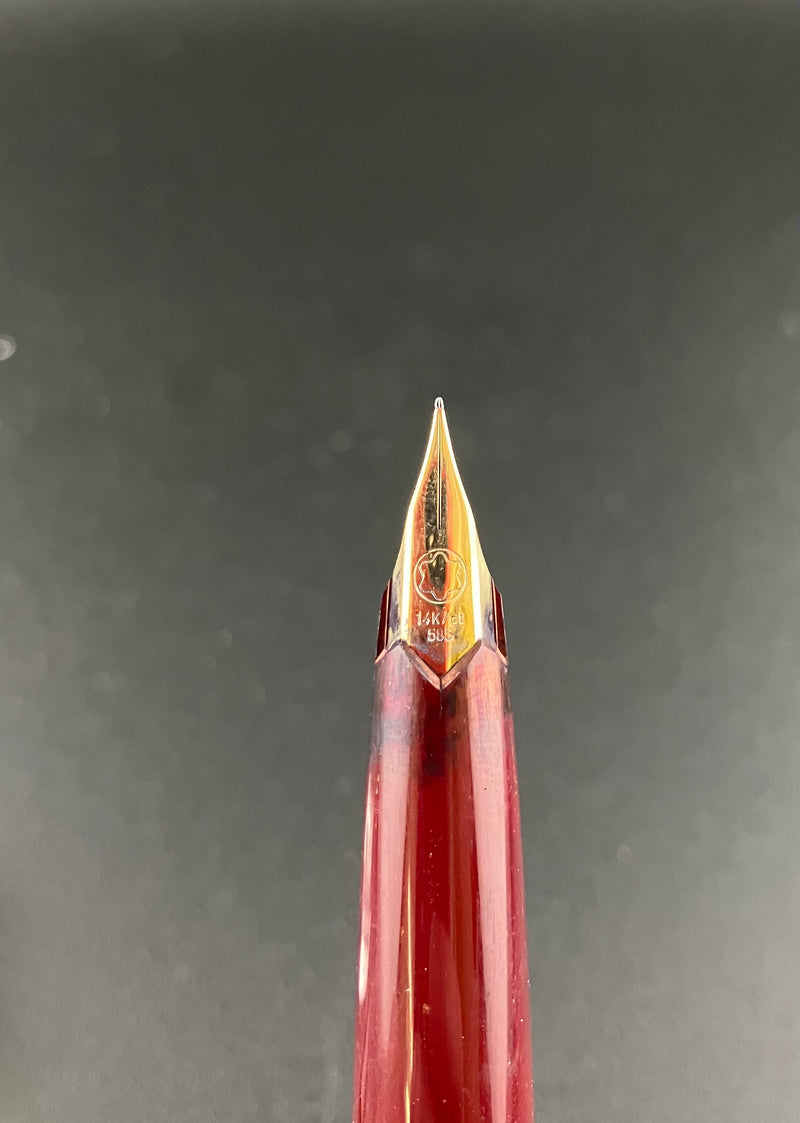 Montblanc 221 Burgundy Cartridge/Converter Fountain Pen 14K Gold Fine Nib Parts or Repair