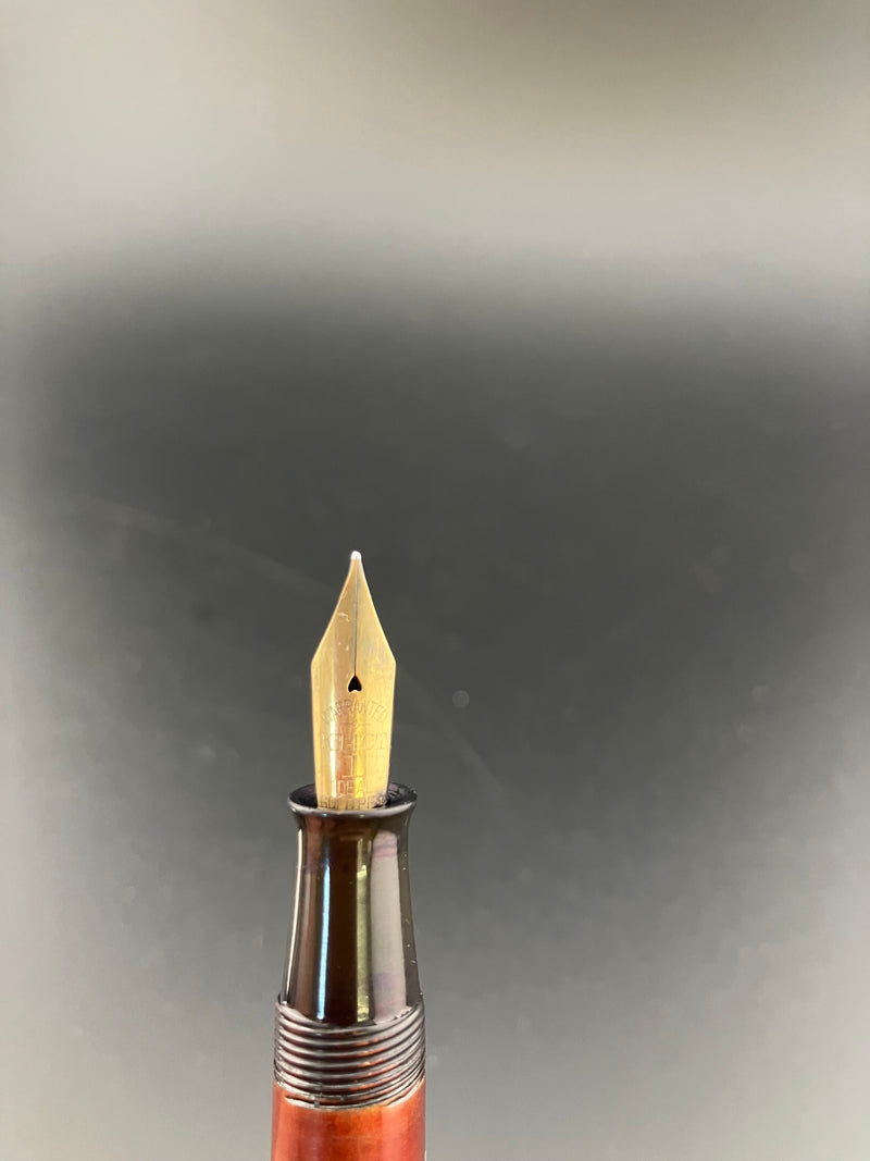 Ban-ei Ideal GK Ebonite Eyedropper Fountain Pen Flex Fine Nib Rolled 14k