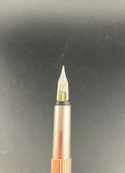 Montblanc Noblesse Fountain Pen 14K Gold Fine Nib 1st Gen Silver Pinstripe