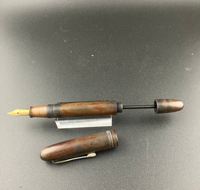 Warranted Ideal GK Ebonite Eyedropper Fountain Pen 14K Gold Fine Flex Nib Parts or Repair
