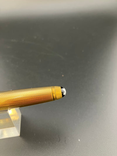 Montblanc No. 1444 Solitaire Barleycorn Gold Plated Fountain Pen 18K Gold Fine Nib