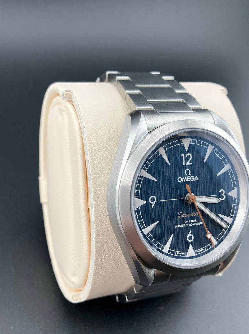Omega Railmaster Ref. 220.10.40.20.03.001 - Blue Dial Automatic Watch New Old Stock Box Papers
