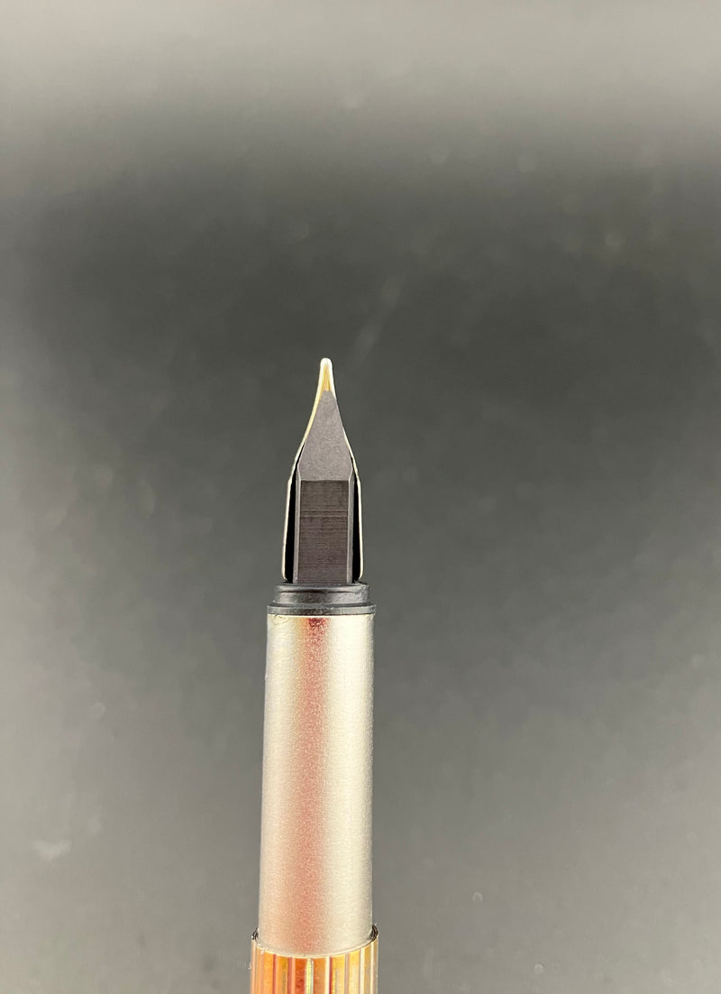 Montblanc Noblesse Fountain Pen 14K Gold Fine Nib 1st Gen Silver Pinstripe