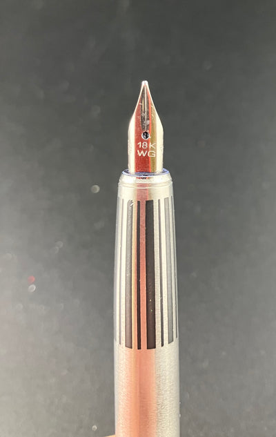 Sailor WG Pocket Fountain Pen 18k White Gold Semi Stripe #4 Medium Nib