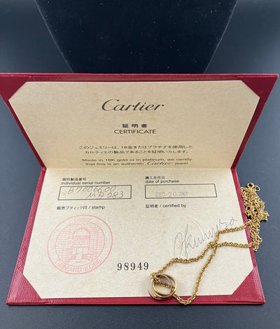Cartier Baby Trinity Necklace 18k Gold Diamond Paperwork