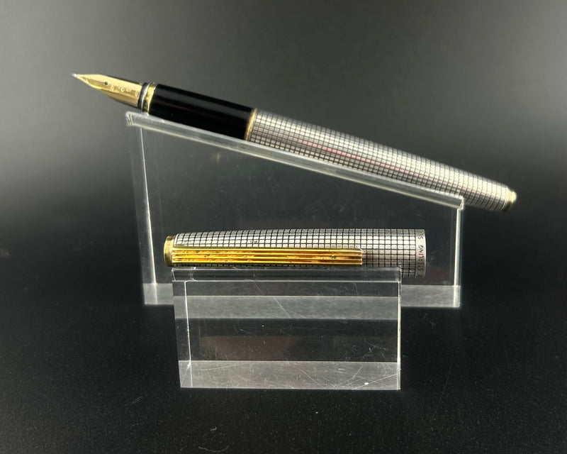 Pilot Deluxe Cisele Sterling Silver Fountain Pen 14K F Nib Bent Nib