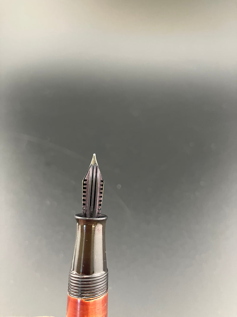 Ban-ei Ideal GK Ebonite Eyedropper Fountain Pen Flex Fine Nib Rolled 14k