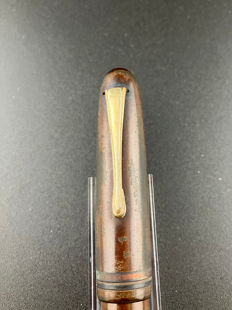 Warranted Ideal GK Ebonite Eyedropper Fountain Pen 14K Gold Fine Flex Nib Parts or Repair
