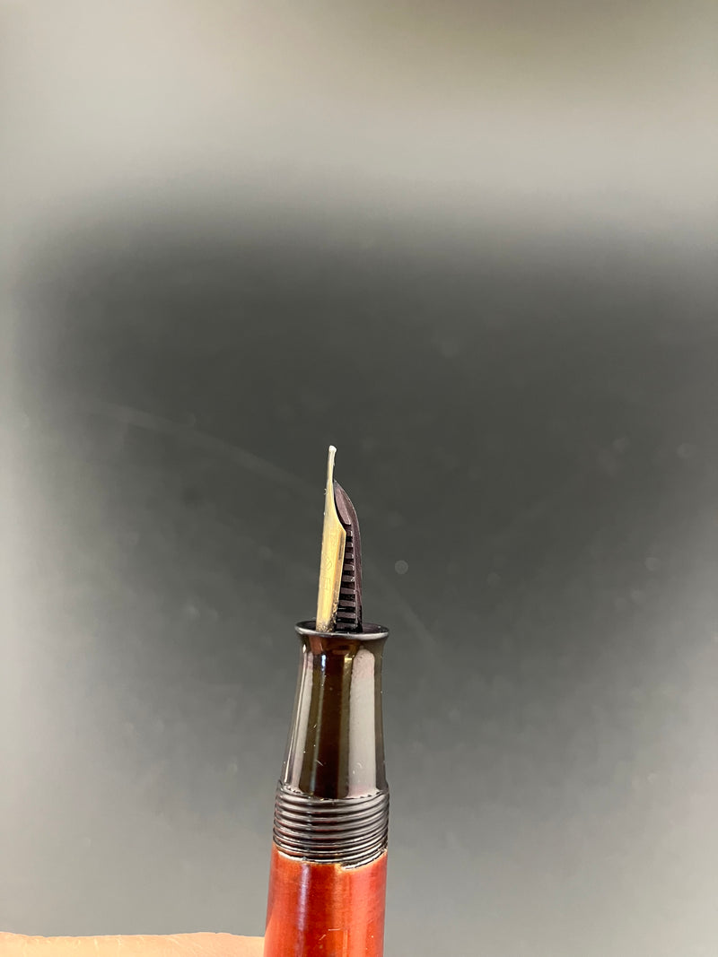 Ban-ei Ideal GK Ebonite Eyedropper Fountain Pen Flex Fine Nib Rolled 14k