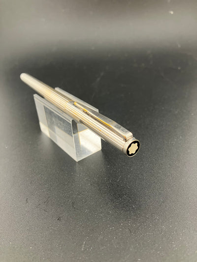 Montblanc Noblesse Fountain Pen 14K Gold Fine Nib 1st Gen Silver Pinstripe