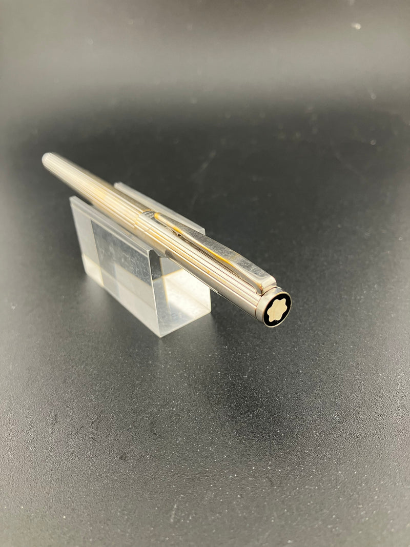 Montblanc Noblesse Fountain Pen 14K Gold Fine Nib 1st Gen Silver Pinstripe