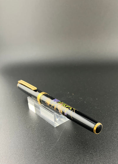 Platinum Maki-e  Fountain Pen 18K Gold Fine Nib Purple Flowers