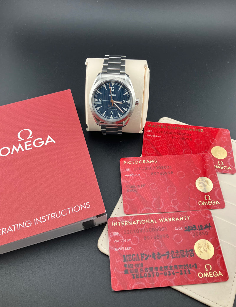 Omega Railmaster Ref. 220.10.40.20.03.001 - Blue Dial Automatic Watch New Old Stock Box Papers
