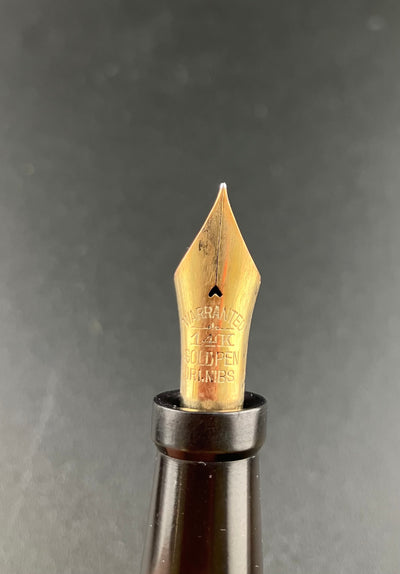 New Clip Hard Rubber Japanese Eyedropper Fountain Pen 14K Gold Fine Nib Flex Parts or Repair