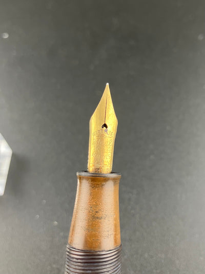 Warranted Ideal GK Ebonite Eyedropper Fountain Pen 14K Gold Fine Flex Nib Parts or Repair