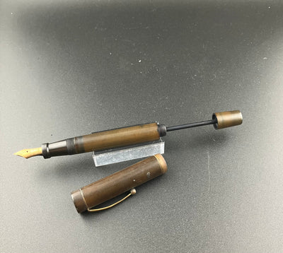 New Clip Hard Rubber Japanese Eyedropper Fountain Pen 14K Gold Fine Nib Flex Parts or Repair
