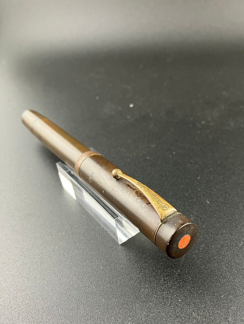 New Clip Hard Rubber Japanese Eyedropper Fountain Pen 14K Gold Fine Nib Flex Parts or Repair