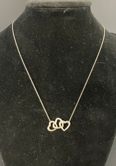 Tiffany Sterling Silver Necklace Triple Heart