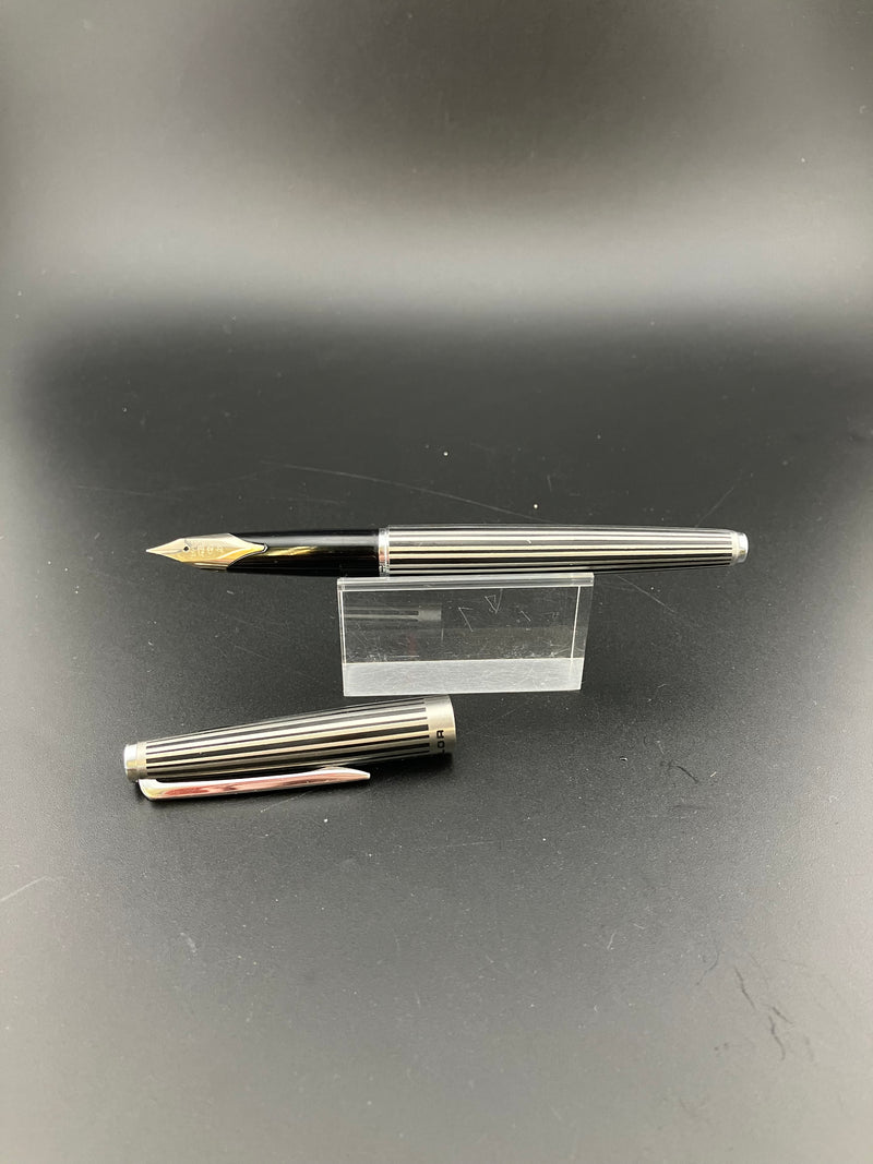 Sailor Custom Stripe Fountain Pen 18K White Gold Fine Nib NOS