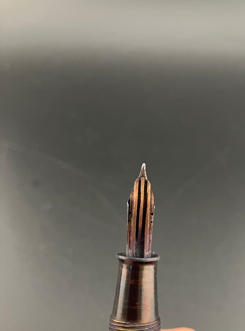 Two Celluloid Japanese Lever Fountain Pen Falcon Nib 1950s Parts or Repair
