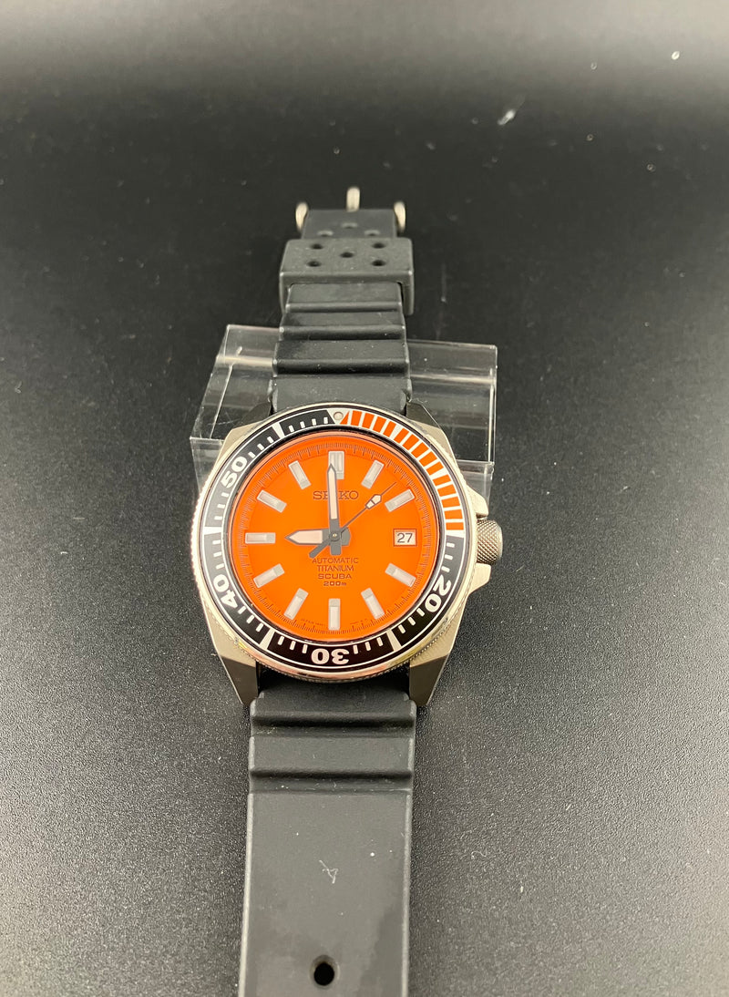 Seiko SBDA005 7S25-00D0 Automatic Dive Watch Orange Titanium Samurai Scuba 200M