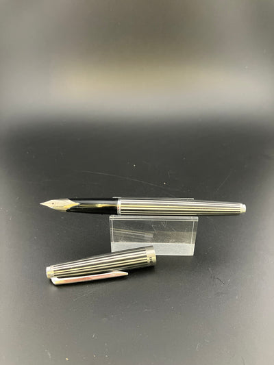 Sailor Custom Stripe Fountain Pen 18K White Gold Fine Nib NOS