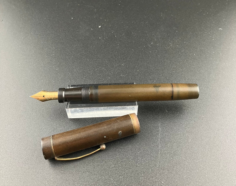 New Clip Hard Rubber Japanese Eyedropper Fountain Pen 14K Gold Fine Nib Flex Parts or Repair