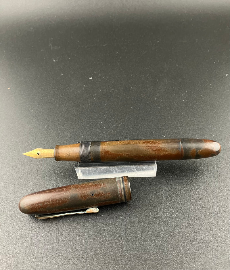 Warranted Ideal GK Ebonite Eyedropper Fountain Pen 14K Gold Fine Flex Nib Parts or Repair
