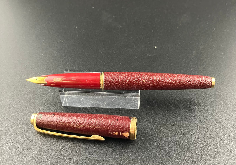 Platinum Leather Wrapped 18k Gold Fine Nib Fountain Pen