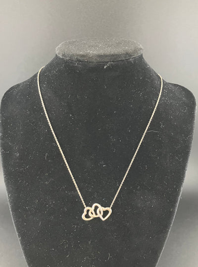 Tiffany Sterling Silver Necklace Triple Heart