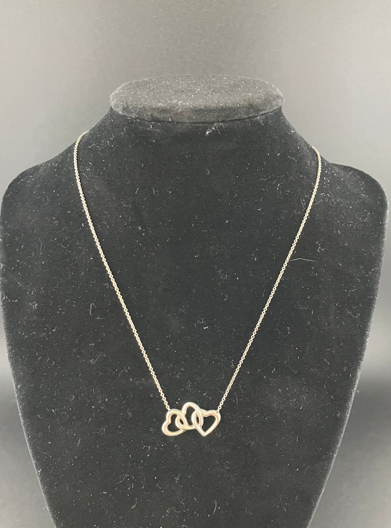 Tiffany Sterling Silver Necklace Triple Heart