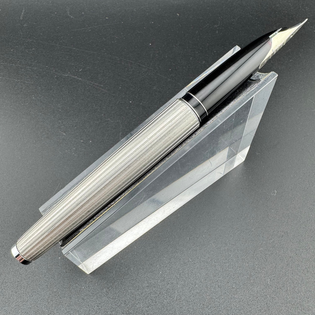 PILOT Custom K-600SS White Stripe Stainless Steel Fountain Pen 18K