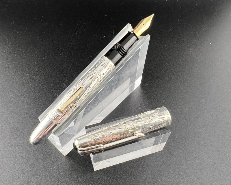 Platinum 1950’s Pure Silver Hand-Engraved Lever Filler Fountain Pen Restored