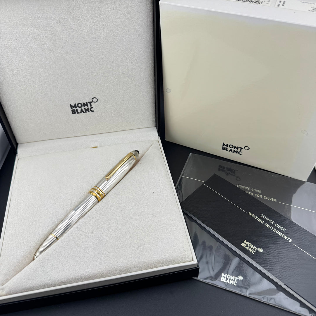 MONTBLANC No. 1468 LeGrand Solitaire Silver Fountain Pen 18K Gold