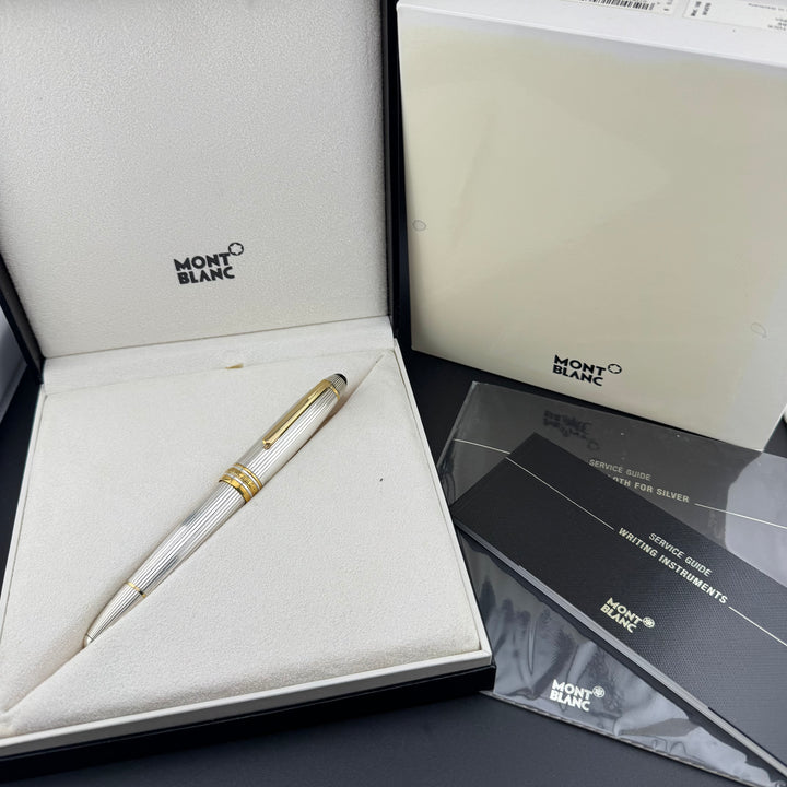 MONTBLANC No. 1468 LeGrand Solitaire Silver Fountain Pen 18K Gold