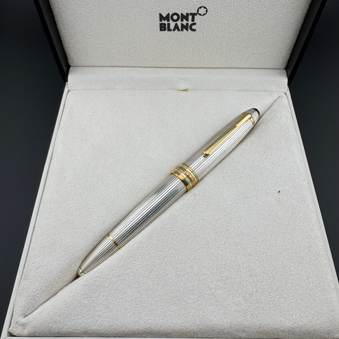 MONTBLANC No. 1468 LeGrand Solitaire Silver Fountain Pen 18K Gold
