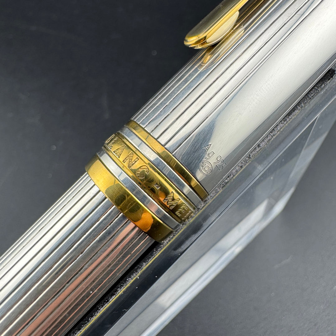 MONTBLANC No. 1468 LeGrand Solitaire Silver Fountain Pen 18K Gold