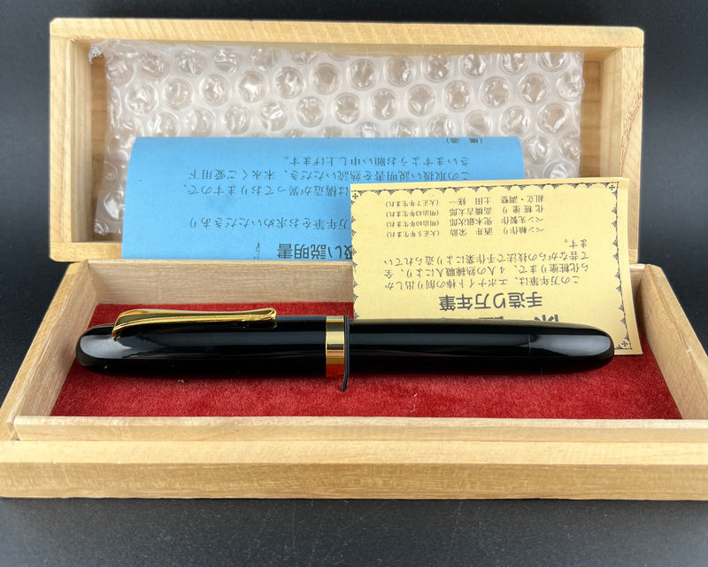 Ban-Ei Ebonite Eyedropper Fountain Pen 14K Gold Ginjiro Kabutogi 50 Nib Serviced