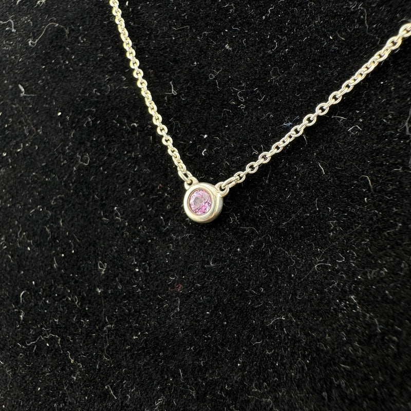 Tiffany & Co. Elsa Peretti By The Yard Pink Sapphire Sterling Silver Necklace 15in
