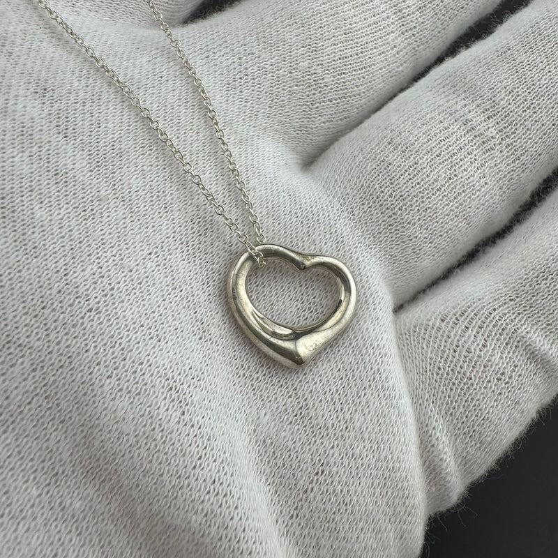 Tiffany & Co. Elsa Peretti Open Heart Sterling Silver Necklace 15in
