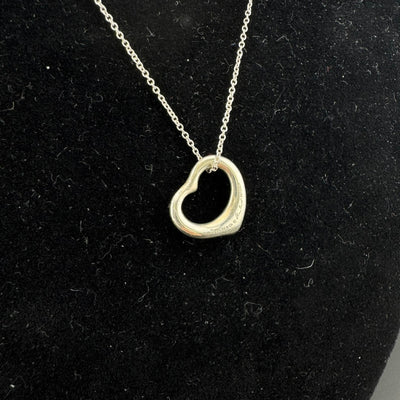 Tiffany & Co. Elsa Peretti Open Heart Sterling Silver Necklace 15in