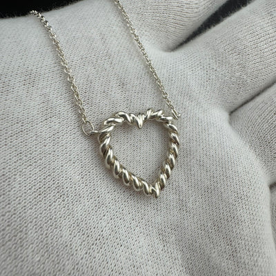 Tiffany & Co. Twisted Rope Heart Sterling Silver Necklace 15in
