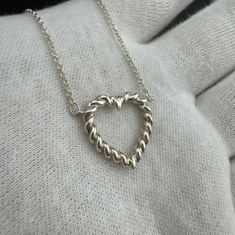 Tiffany & Co. Twisted Rope Heart Sterling Silver Necklace 15in